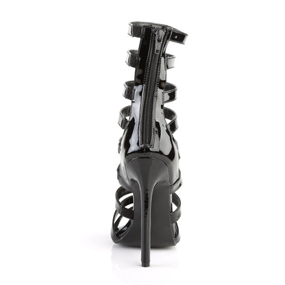 5" Heel Closed Back Strappy Cage Sandal, Back Zip (Pleaser SEXY52/B)