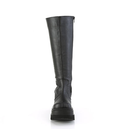 4 1/2" Wedge PF Wide Calf Knee High Boot, Inside Zip (Demonia SHA100WC/BVL)