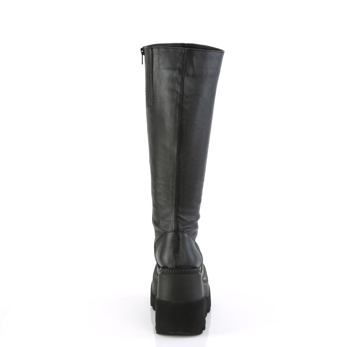 4 1/2" Wedge PF Wide Calf Knee High Boot, Inside Zip (Demonia SHA100WC/BVL)