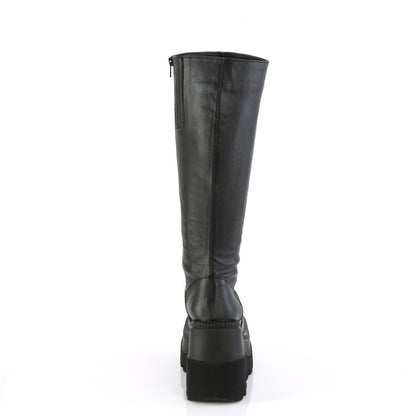 4 1/2" Wedge PF Wide Calf Knee High Boot, Inside Zip (Demonia SHA100WC/BVL)