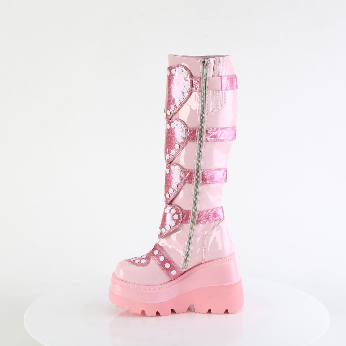 *4 1/2" Wedge PF Knee High Boot, Side Zip (Demonia SHA210/BP)