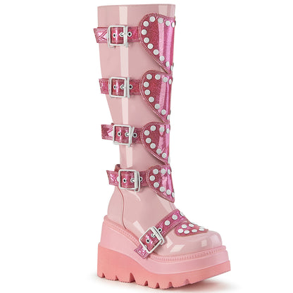 *4 1/2" Wedge PF Knee High Boot, Side Zip (Demonia SHA210/BP)
