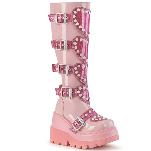 *4 1/2" Wedge PF Knee High Boot, Side Zip (Demonia SHA210/BP)
