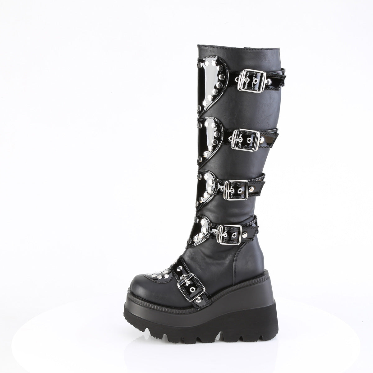 *4 1/2" Wedge PF Knee High Boot, Side Zip (Demonia SHA210/BP)