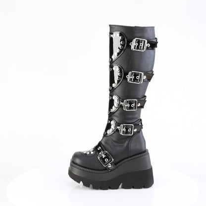 *4 1/2" Wedge PF Knee High Boot, Side Zip (Demonia SHA210/BP)