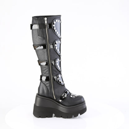 *4 1/2" Wedge PF Knee High Boot, Side Zip (Demonia SHA210/BP)
