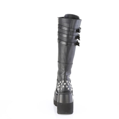 *4 1/2" Wedge PF Lace-Up Knee High Boot, Inside Zip (Demonia SHA225/BVL)