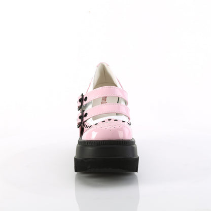 **4 1/2" Wedge PF Double Strap Maryjane (Demonia SHA27/BP-W)
