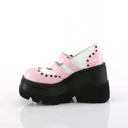 **4 1/2" Wedge PF Double Strap Maryjane (Demonia SHA27/BP-W)