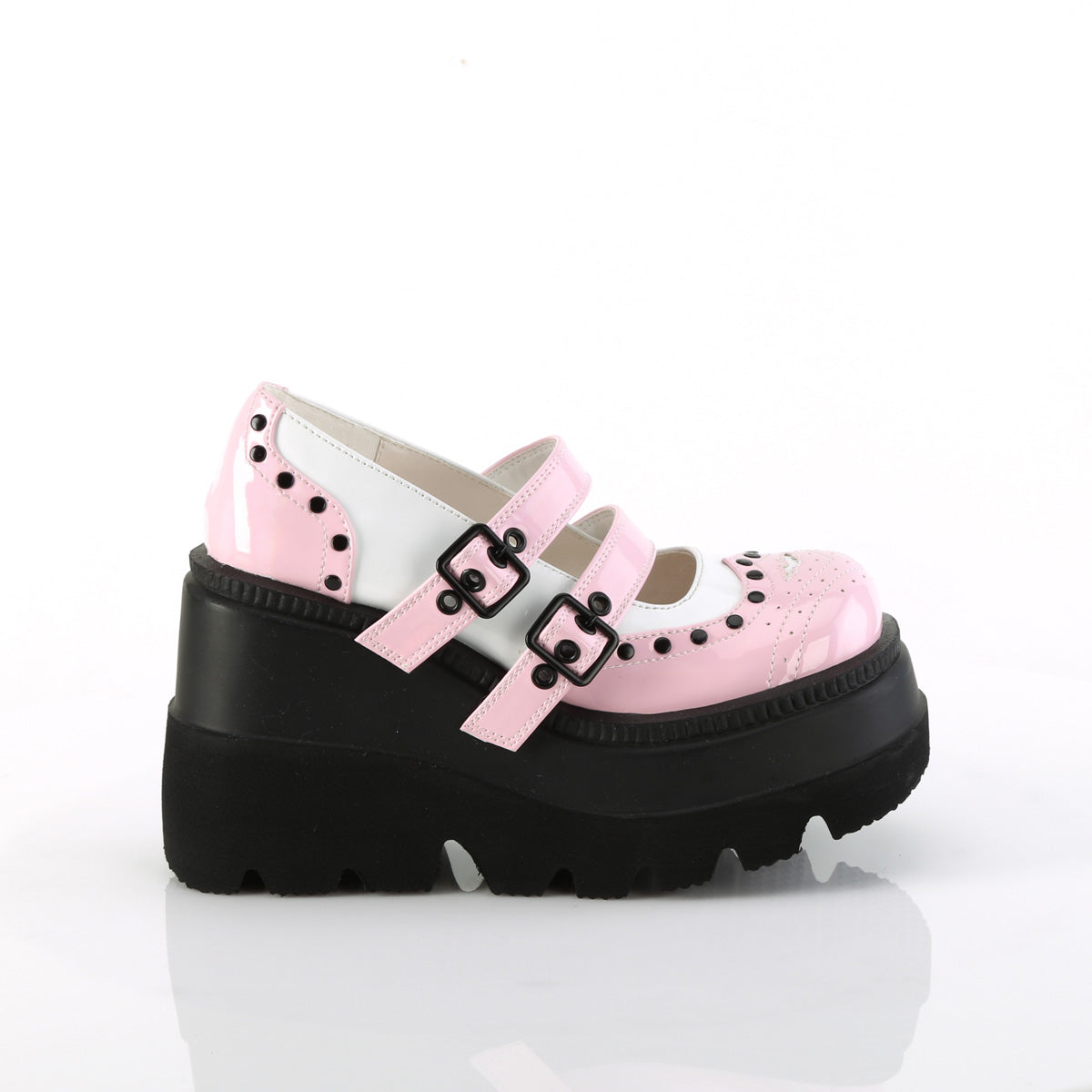 **4 1/2" Wedge PF Double Strap Maryjane (Demonia SHA27/BP-W)