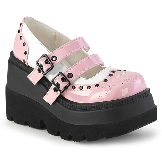 **4 1/2" Wedge PF Double Strap Maryjane (Demonia SHA27/BP-W)