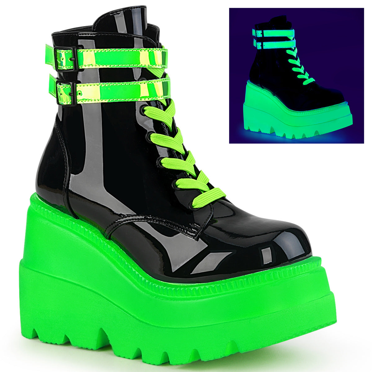 4 1/2" Wedge PF Ankle Boot, Side Zip (Demonia SHA52/B)