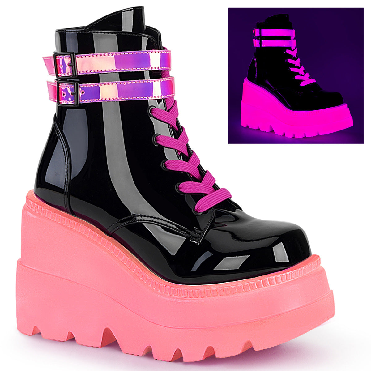 4 1/2" Wedge PF Ankle Boot, Side Zip (Demonia SHA52/B)
