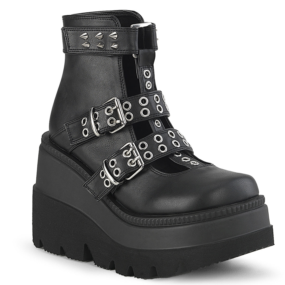 4 1/2" Wedge Platform Cage Bootie, Back Zip (Demonia SHA62/BVL)