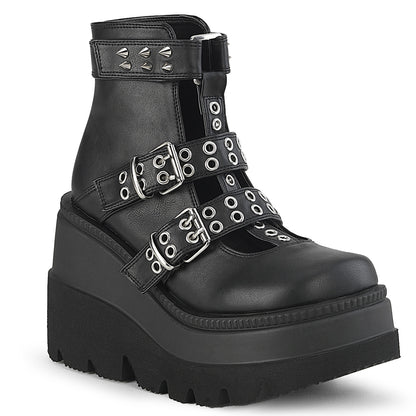 4 1/2" Wedge Platform Cage Bootie, Back Zip (Demonia SHA62/BVL)