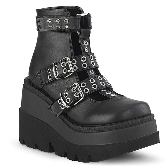 4 1/2" Wedge Platform Cage Bootie, Back Zip (Demonia SHA62/BVL)