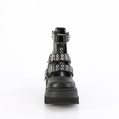 4 1/2" Wedge Platform Cage Bootie, Back Zip (Demonia SHA62/BVL)