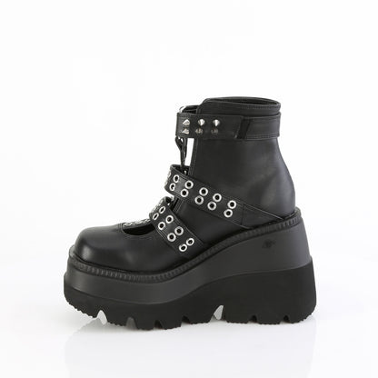 4 1/2" Wedge Platform Cage Bootie, Back Zip (Demonia SHA62/BVL)