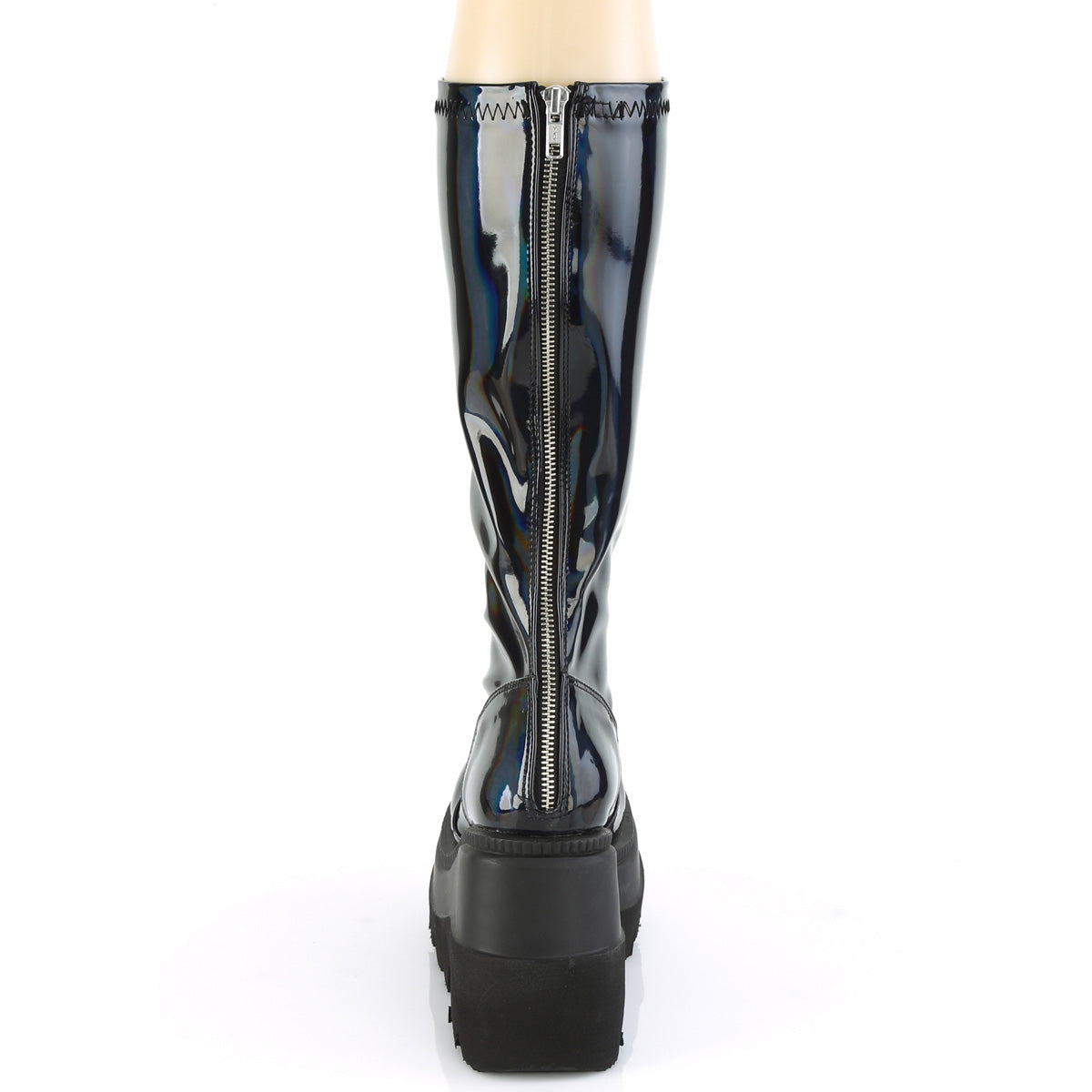 4 1/2" Wedge PF STR Knee High Boot, Back Zip (Demonia SHA65/BHG)