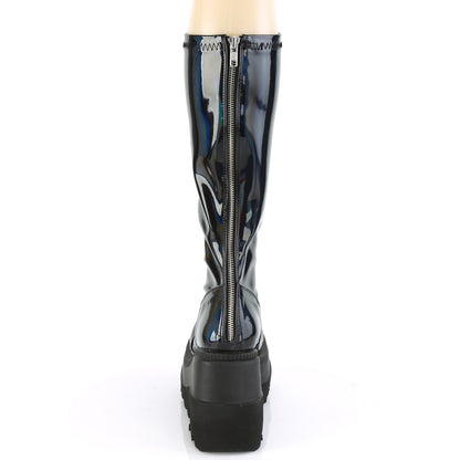 4 1/2" Wedge PF STR Knee High Boot, Back Zip (Demonia SHA65/BHG)