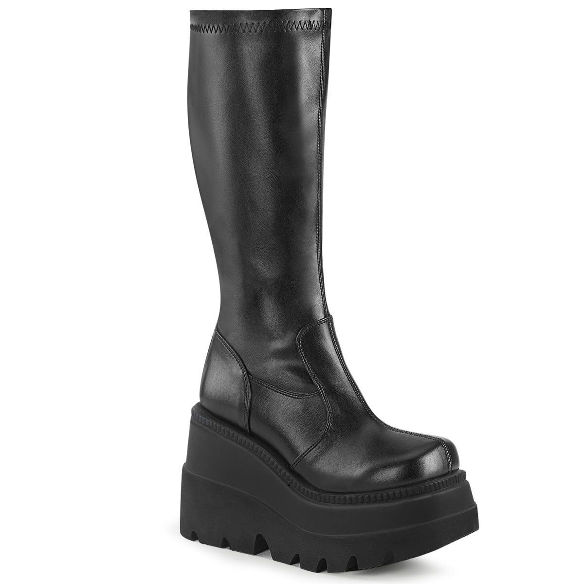 4 1/2" Wedge PF STR Knee High Boot, Back Zip (Demonia SHA65/BHG)