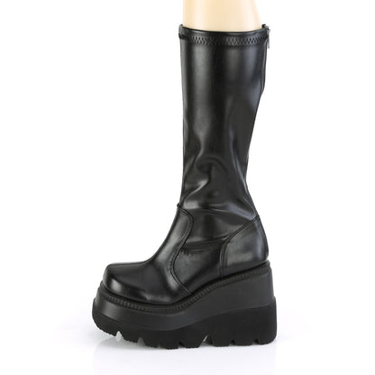 4 1/2" Wedge PF STR Knee High Boot, Back Zip (Demonia SHA65/BHG)