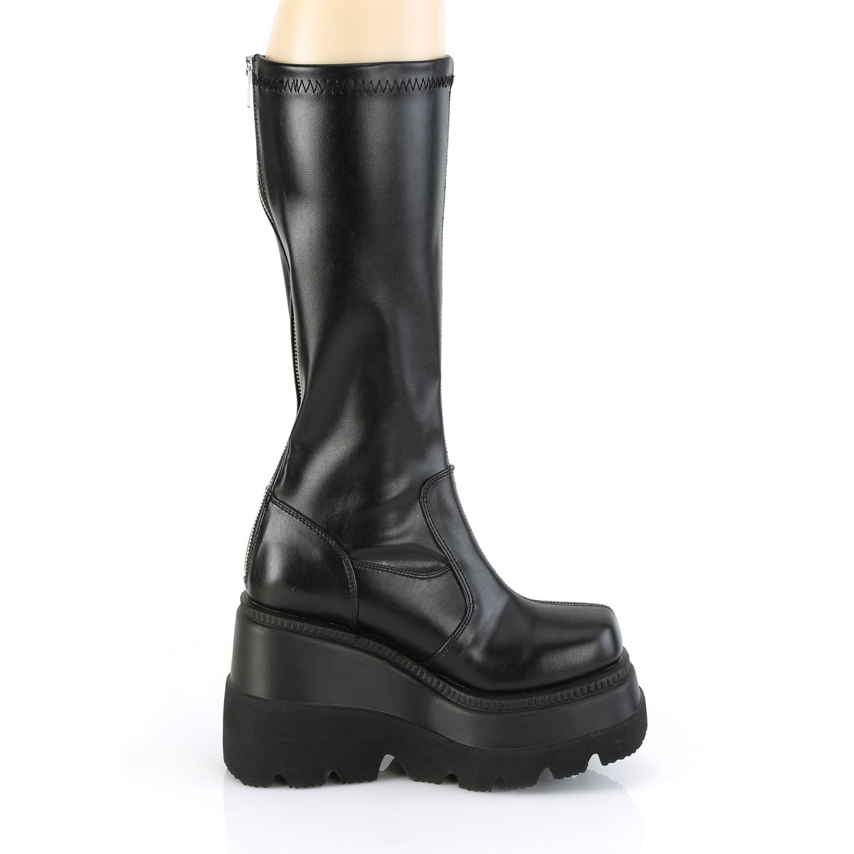 4 1/2" Wedge PF STR Knee High Boot, Back Zip (Demonia SHA65/BHG)