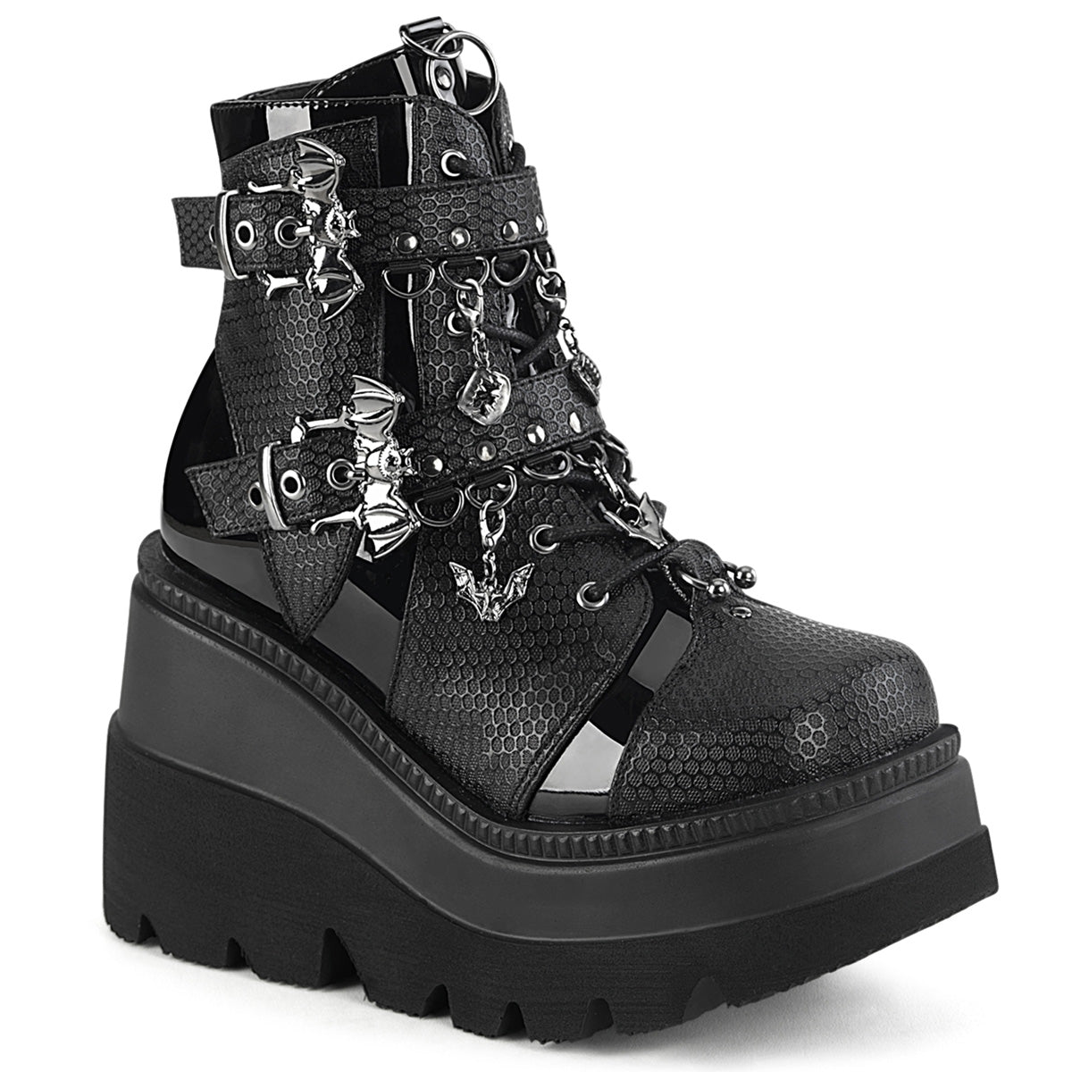 4 1/2" Wedge PF Ankle Boot, Side Zip (Demonia SHA66/BVL)