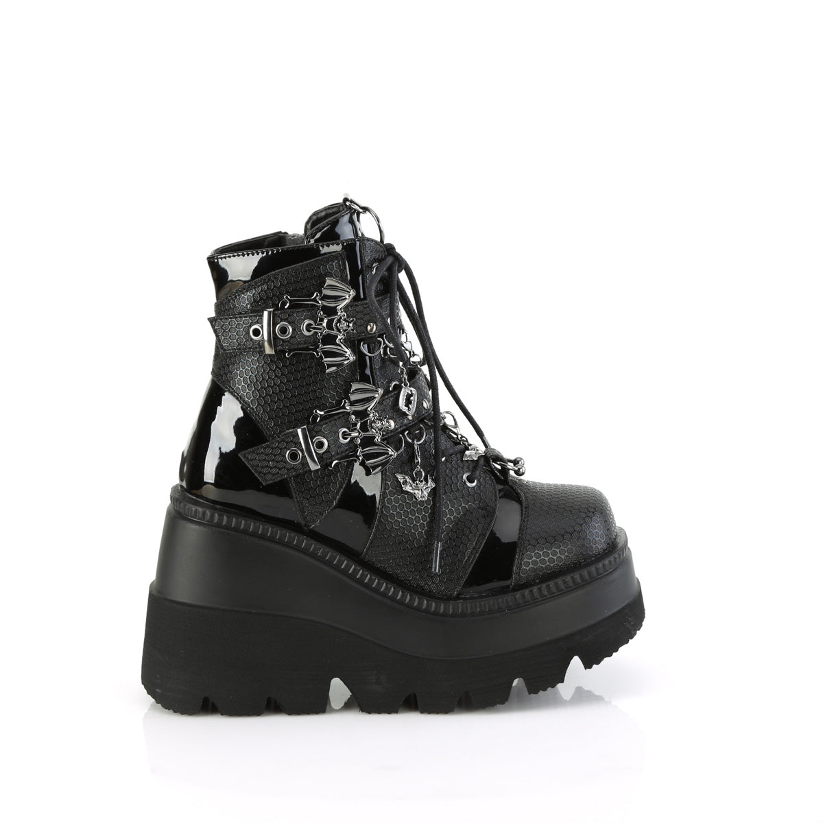 4 1/2" Wedge PF Ankle Boot, Side Zip (Demonia SHA66/BVL)