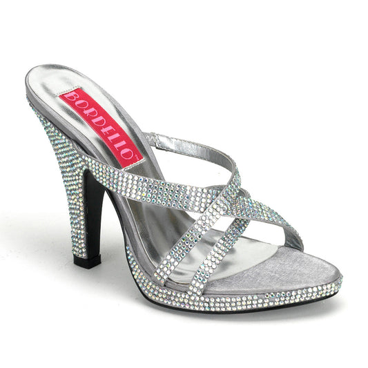 *4" Heel Rhinestoned Criss Cross Mini PF Slide (Bordello SIR02R/IRI)