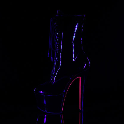 7" Heel, 2 3/4" PF Two Tone Lace-up Ankle Boot, Side Zip (Pleaser SKY1020TT/B/B-NHP)