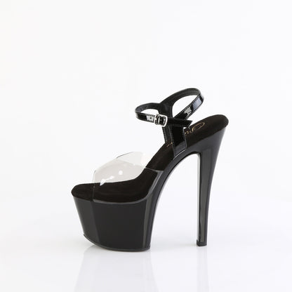 *7" Heel, 2 3/4" PF Ankle Strap Sandal (Pleaser SKY308-1/SK-B/B)