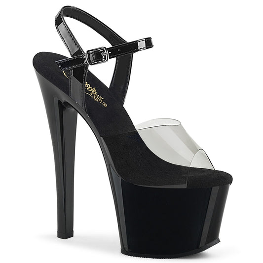 *7" Heel, 2 3/4" PF Ankle Strap Sandal (Pleaser SKY308-1/SK-B/B)