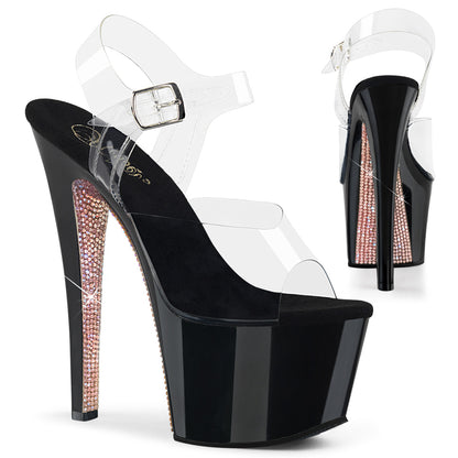 7" Heel, 2 3/4" PF Ankle Strap Sandal (Pleaser SKY308CRS/C/B-CHARS)