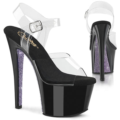 7" Heel, 2 3/4" PF Ankle Strap Sandal (Pleaser SKY308CRS/C/B-CHARS)