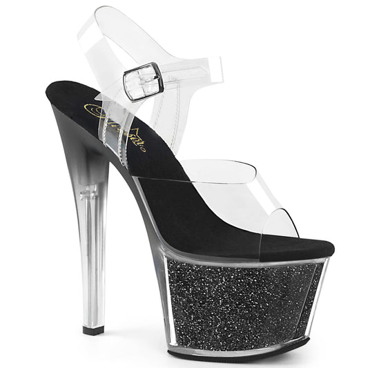 *7" Heel, 2 3/4" PF Ankle Strap Sandal w/ Tinted Heel (Pleaser SKY308G-T/C/BGI)