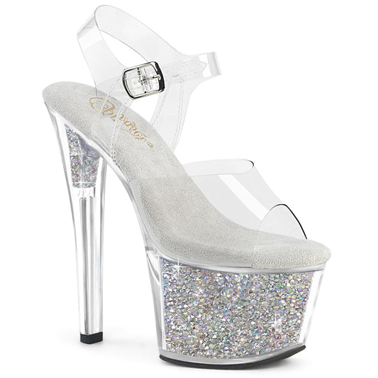 7" Heel, 2 3/4" PF Ankle Strap Sandal w/RS Inserts (Pleaser SKY308RSI/C/C-SRS)