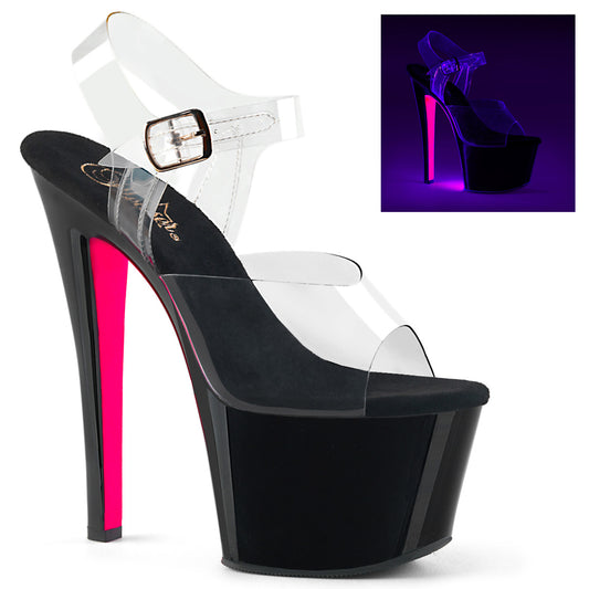 *7" Heel, 2 3/4" PF Ankle Strap Sandal w/ Contrast Bottom (Pleaser SKY308TT/C/B-NPN)
