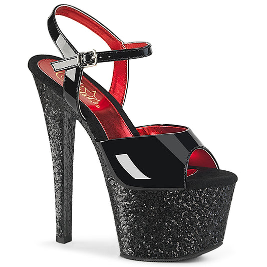 **7" Heel, 2 3/4" PF Two Tone Ankle Strap Sandal (Pleaser SKY309/B/BG)