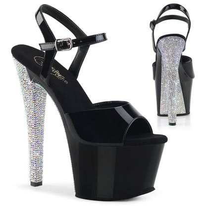 7" Heel, 2 3/4" PF Ankle Strap Sandal (Pleaser SKY309CHRS/B/B-SRS)