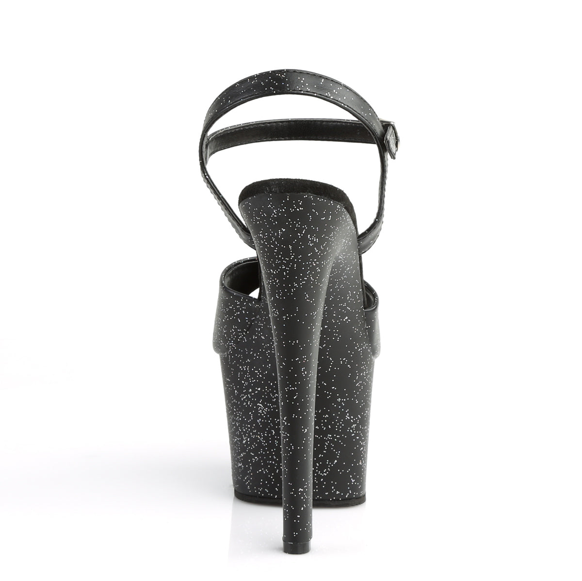 7" Heel, 2 3/4" PF Heel Ankle Strap Sandal w/Mini Glitter (Pleaser SKY309MMG/BPU/M)