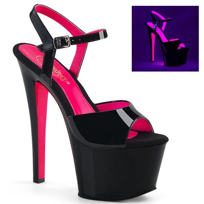 *7" Heel, 2 3/4" PF Two Tone Ankle Strap Sandal (Pleaser SKY309TT/B/B-ROGCH)