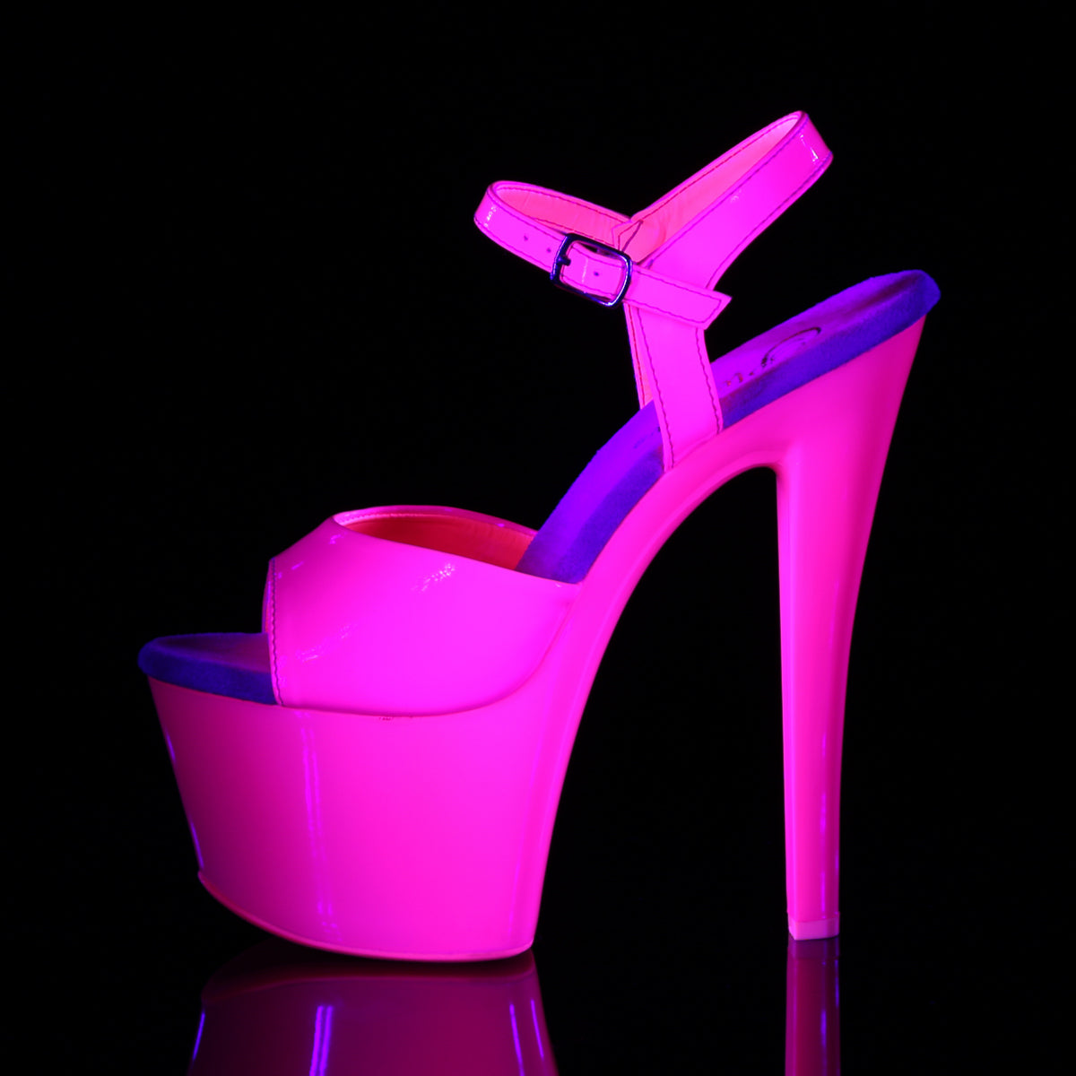 7" Heel 2 3/4" PF Ankle Strap Sandal (Pleaser SKY309UV/NHPNK/M)