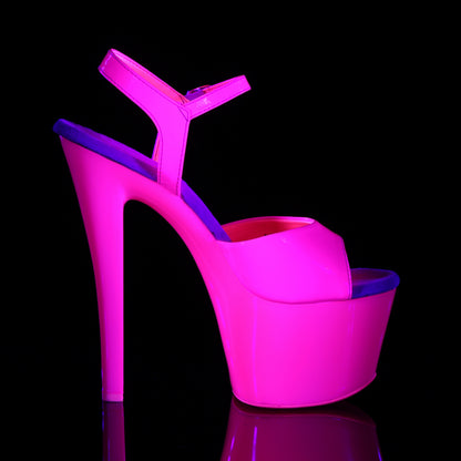 7" Heel 2 3/4" PF Ankle Strap Sandal (Pleaser SKY309UV/NHPNK/M)