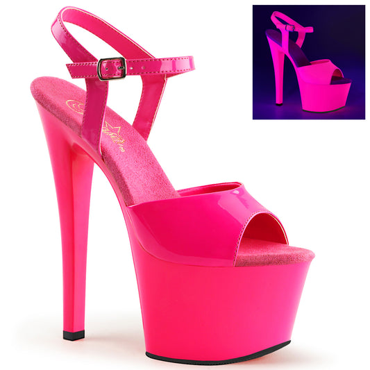 7" Heel 2 3/4" PF Ankle Strap Sandal (Pleaser SKY309UV/NHPNK/M)