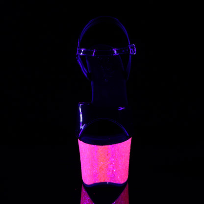 7" Heel, 2 3/4" PF Ankle Strap Sandal (Pleaser SKY309UVLG/B/NHPG)
