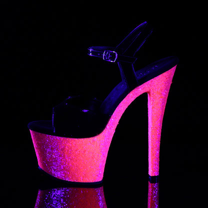7" Heel, 2 3/4" PF Ankle Strap Sandal (Pleaser SKY309UVLG/B/NHPG)