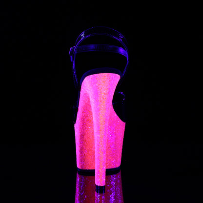 7" Heel, 2 3/4" PF Ankle Strap Sandal (Pleaser SKY309UVLG/B/NHPG)