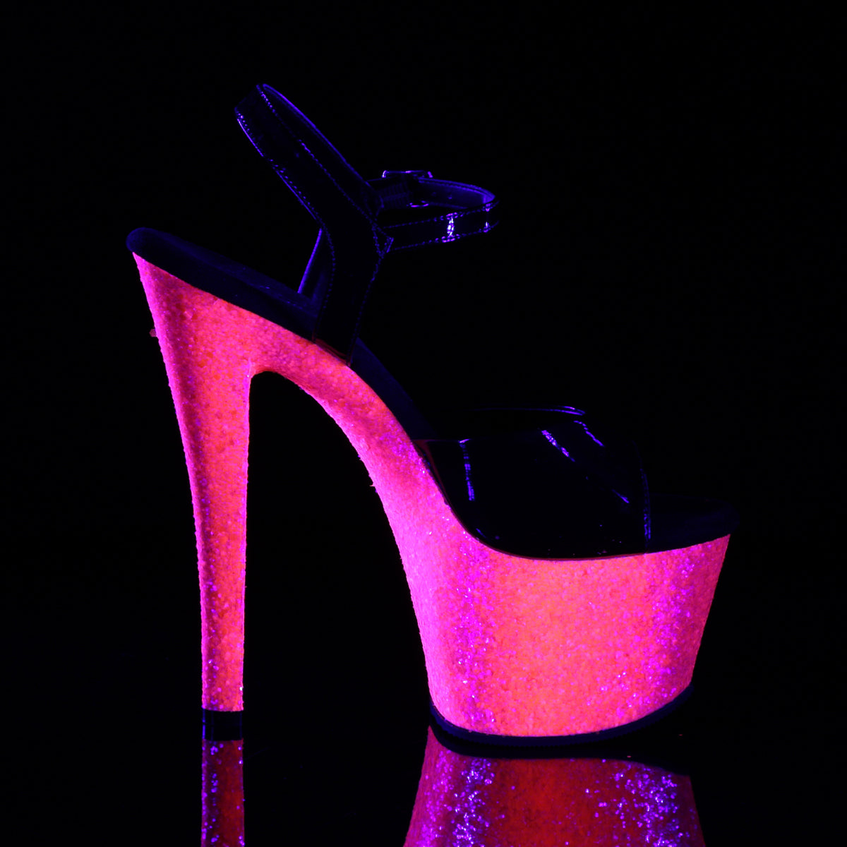 7" Heel, 2 3/4" PF Ankle Strap Sandal (Pleaser SKY309UVLG/B/NHPG)