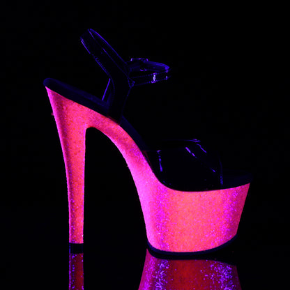 7" Heel, 2 3/4" PF Ankle Strap Sandal (Pleaser SKY309UVLG/B/NHPG)
